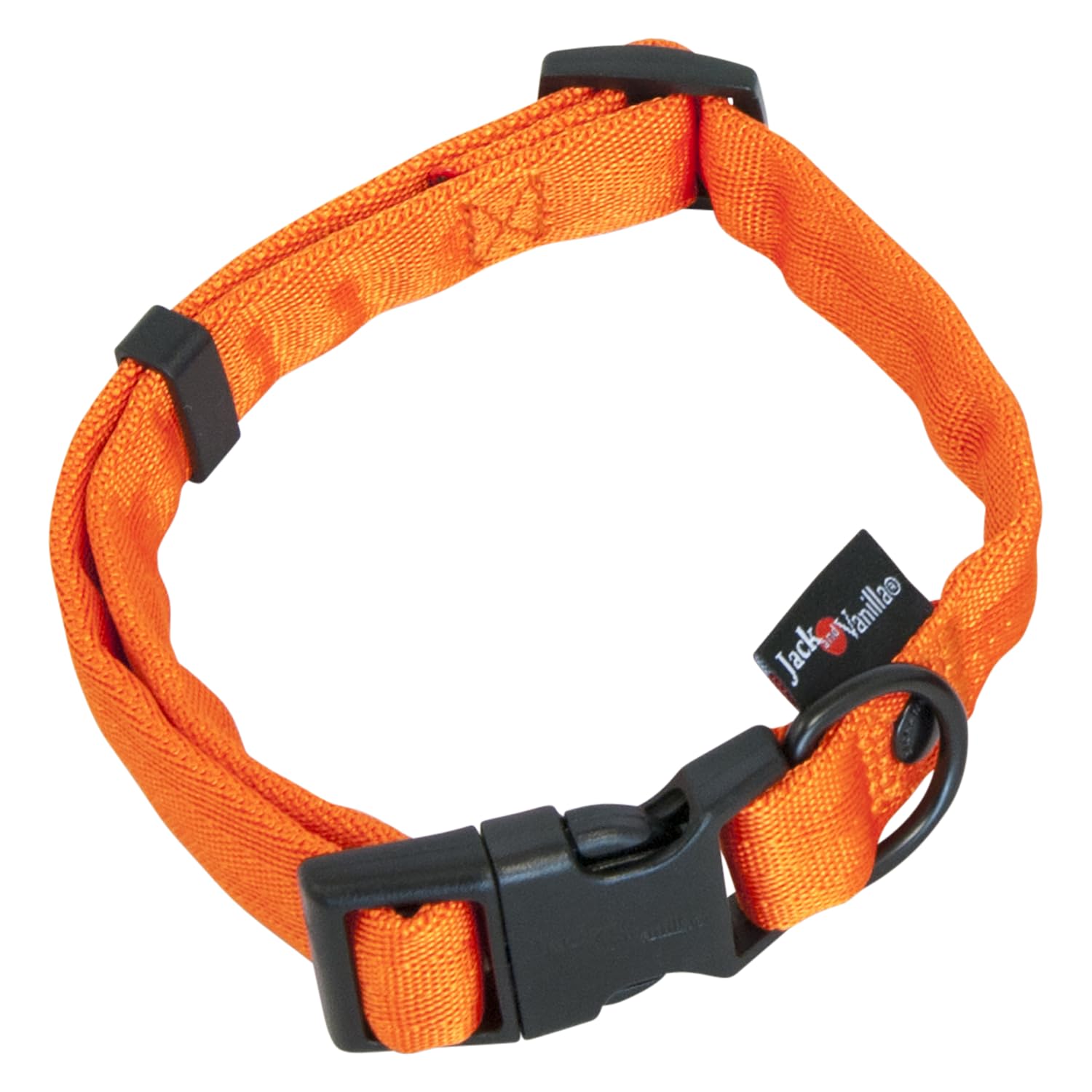 JACK AND VANILLA, Comfort Tube Nylon Dog Collar, Orange, Size 25 mm x 39-65 cm