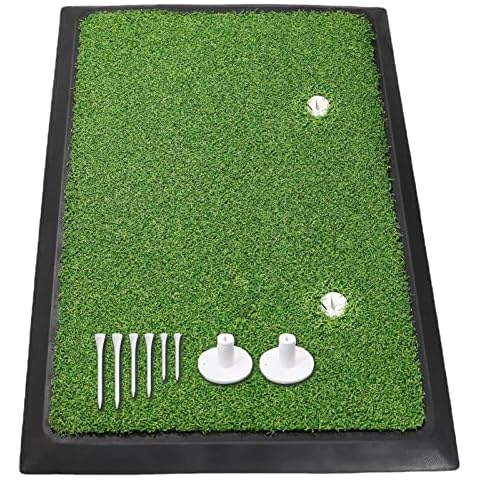 GEEORZO Golf Mat, 12x19.6 Inch Artificial Turf Golf Hitting Mat with Tees, Grass Mat for Driving, Chipping Practice for Indoor Outdoor Backyard Training Cover