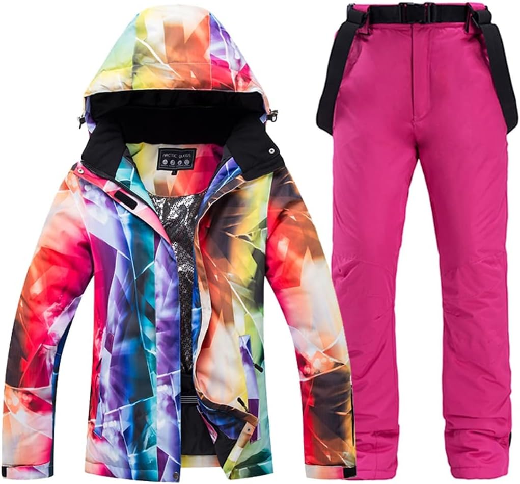 Women Snow Wear Suit Sets Snowboard Clothing Waterproof Winter Costume Ski Jackets And Strap Pants