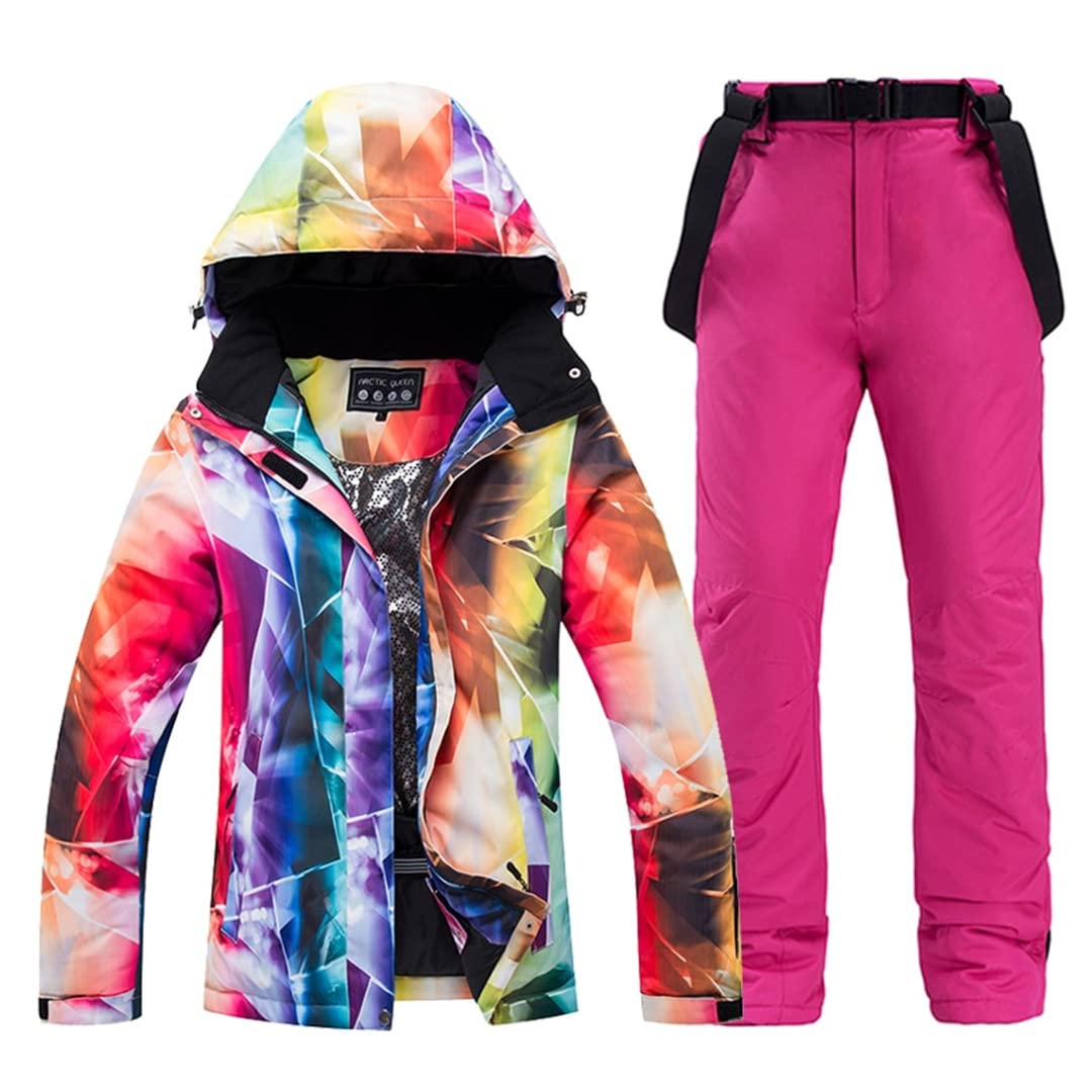 Alloaone Conjuntos Ropa Nieve Para Mujer Ropa Snowboard Traje Invierno Impermeable Chaquetas Esquí Y Pantalones Con Correa