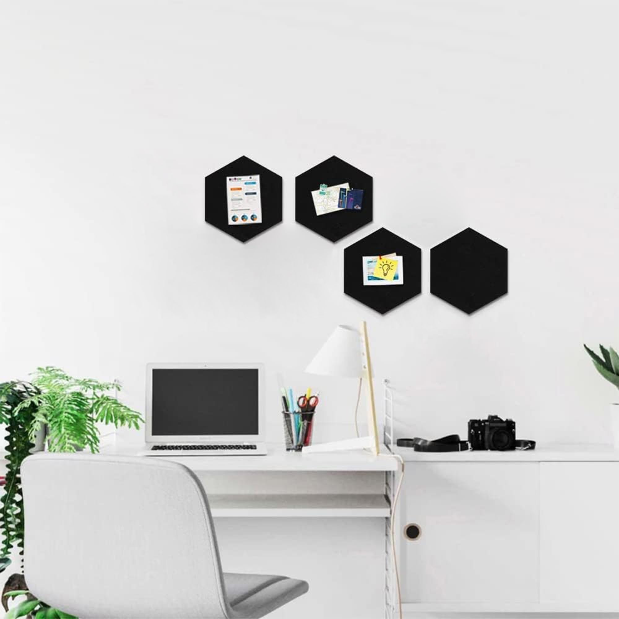 Uoisaiko 30cm Hexagon Felt Pin Board Pack of 4 Bulletin Board Notice Boards for Home Office Kitchen Felt Wall Tiles for Photos Memos - Image 2