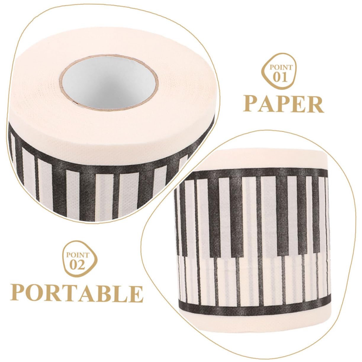 Carta Igienica a Rotolo a Forma di Pianoforte, 5 Pezzi, Carta Stampata Decorativa per Bagno, Regalo Creativo per Musicisti e Amanti della Musica