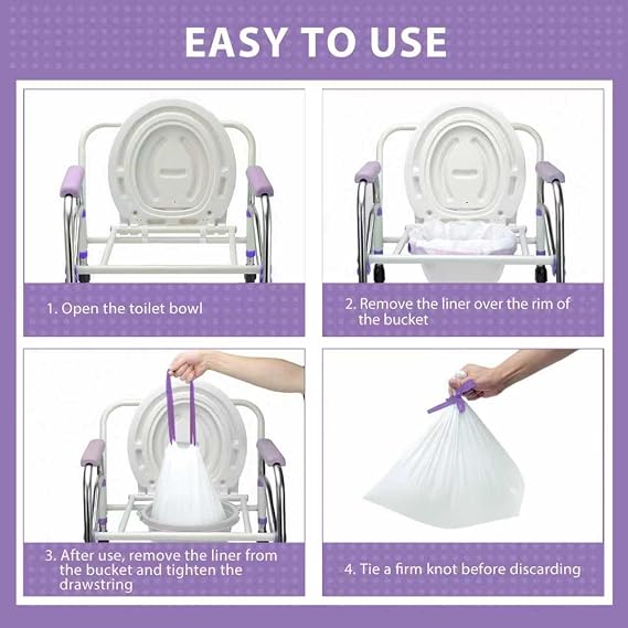 Commode Liners for Bedside Commode, Portable Toilet, potty, Bed Pan, 120 Count Lavender Scented Disposable Potty Chair Liners & Portable Toilet Bags, Fit Most Standard Toilet Chair Bucket
