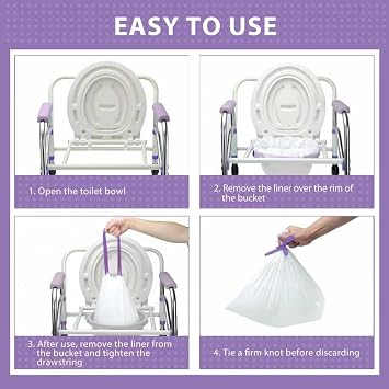 Commode Liners for Bedside Commode, Portable Toilet, potty, Bed Pan, 120 Count Lavender Scented Disposable Potty Chair Liners & Portable Toilet Bags, Fit Most Standard Toilet Chair Bucket