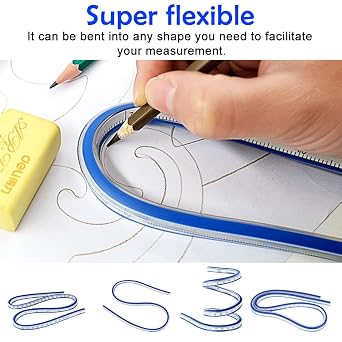 Flexible Curve Ruler,60cm Flexible Rulers Plastic Measure Woodworking Tool Bendy Rule for Drafting Engineering Drawing(Double Side Scale)