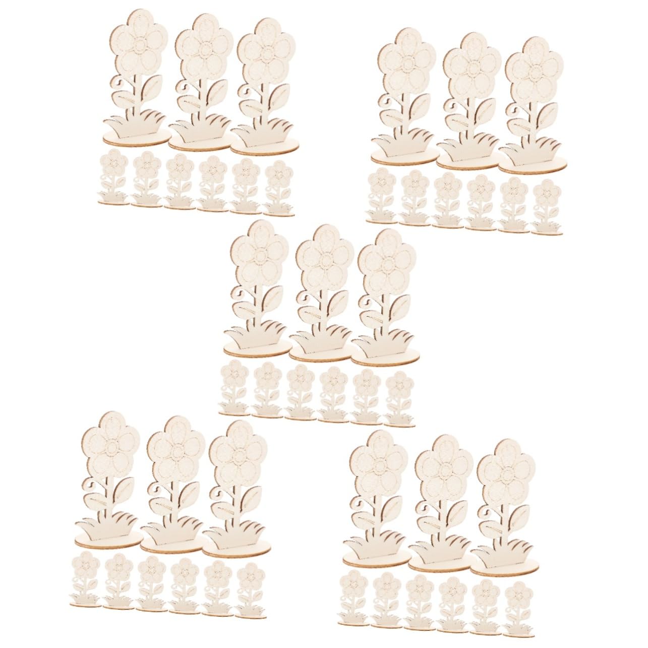 DOITOOL 5 Series Adornos De Madera Decoración Falso Recortes Sin Terminar Manualidades Para Recortes De Flores Para Manualidades Artesanías De Madera En 12 Piezas X 5