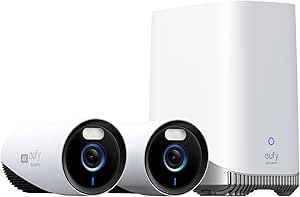 eufy Security eufyCam E330 Outdoor Surveillance Camera, 4K, 24/7 Recording, Mains Powered, Reinforced Wi-Fi, Face Detection AI, No Monthly Fees, 2 Camera Set, Includes HomeBase 3 asin的图片