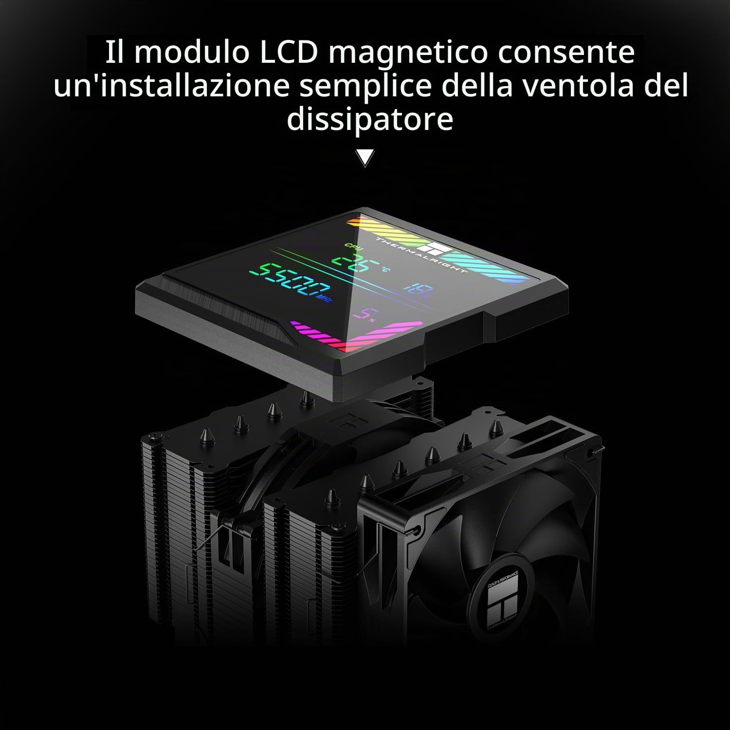 Thermalright TR Peerless Assassin 140 Digital Black Radiatore digitale per CPU Air con 6 tubi di calore,copertura magnetica per display a doppia torre e ventola,per AM4/AM5 e Intel lga1851/2011
