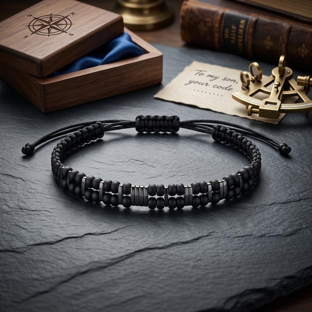 Adjustable Morse Code Bracelet for Men, Memorial Gift for Him, Hidden Message Bracelet, Sympathy Remembrance Jewelry, Until We Meet Again