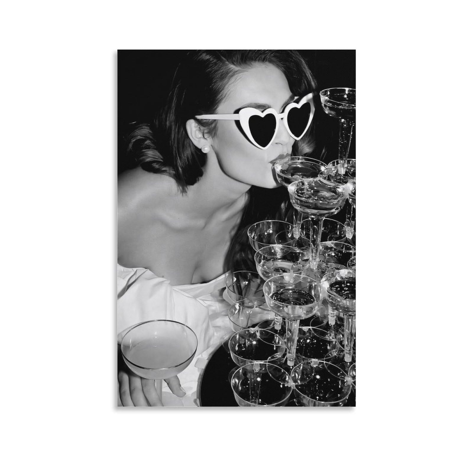 BNCEDJK Woman Drinking Champagne Canvas Poster Bedroom Decor Landscape Office Room Decor Gift 12x18inch(30x45cm)