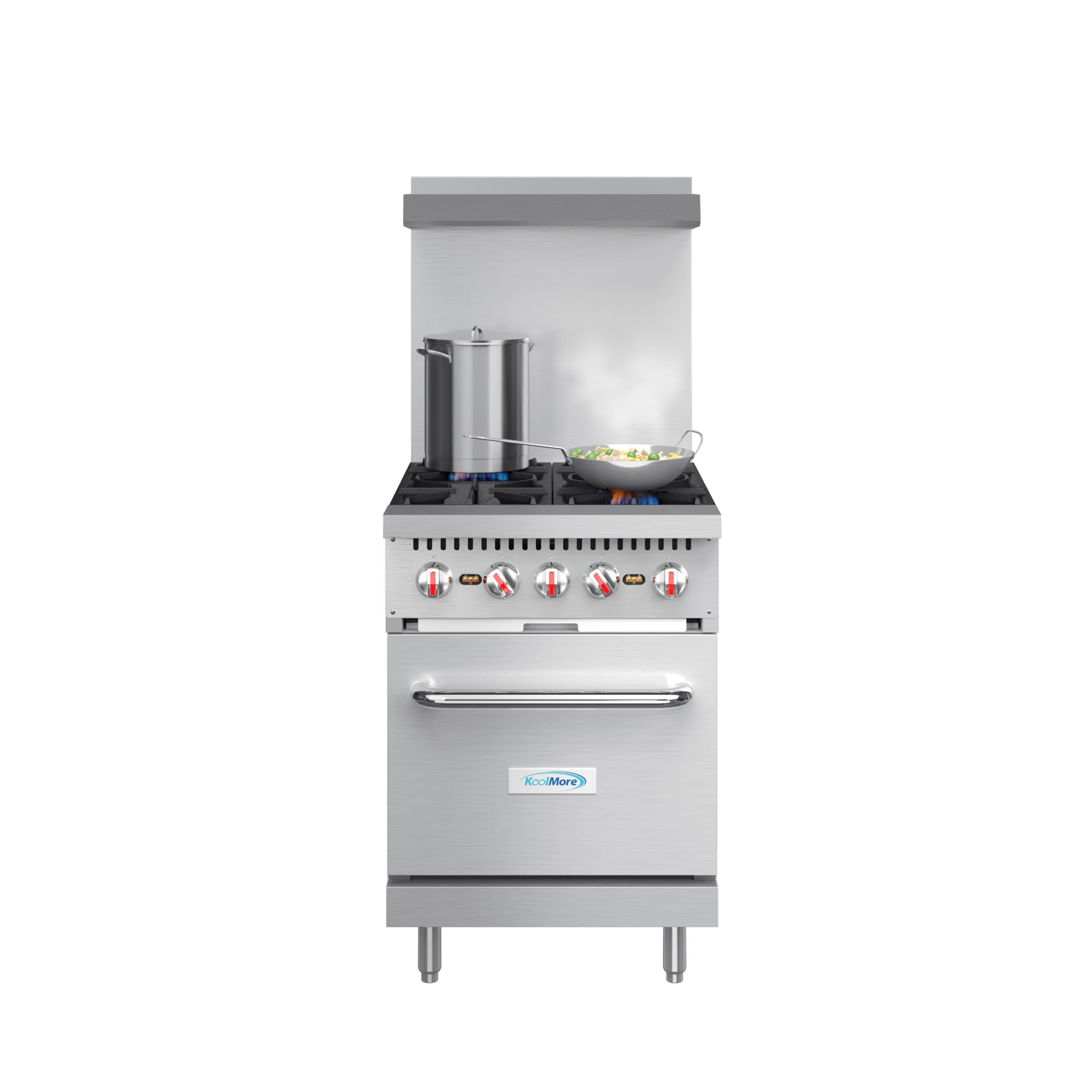 KoolMore KM-CR24-NG 24 in. 4 Burner Commercial Natural Gas Range with Oven