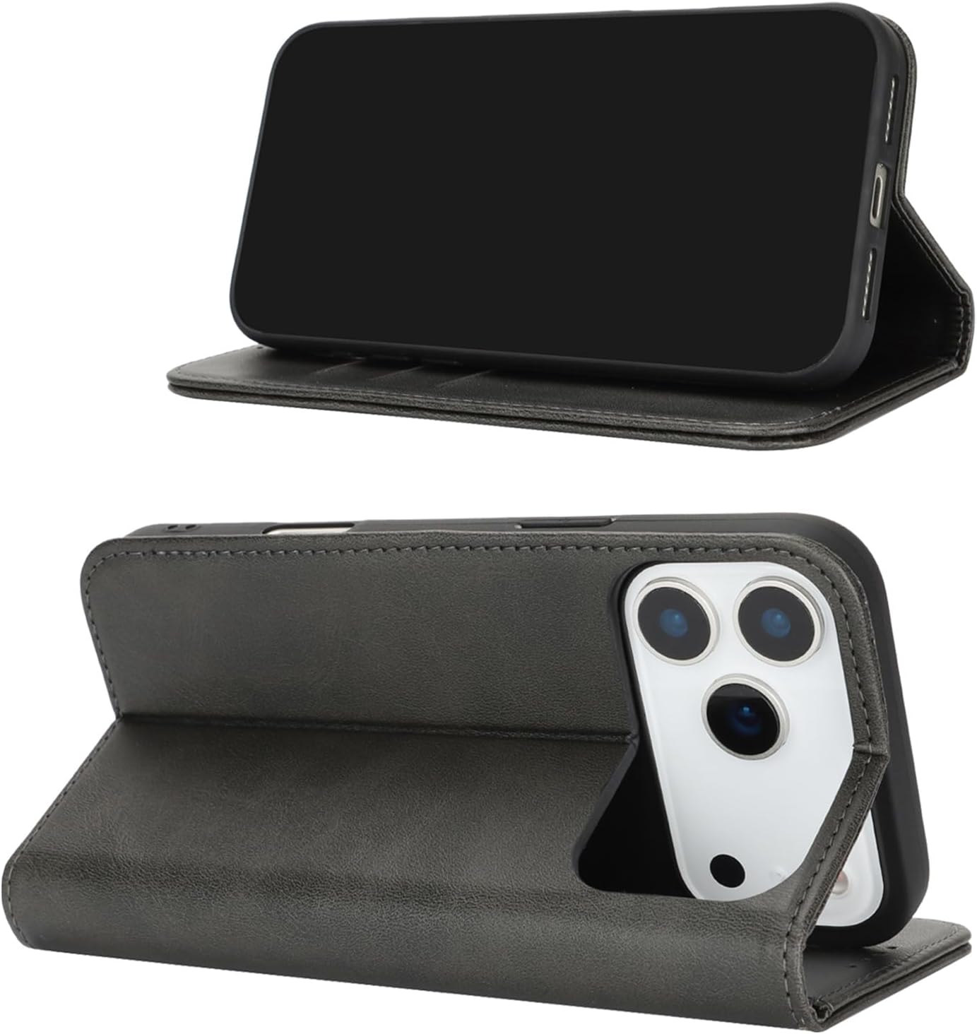 Jaorty Wallet Case Compatible with iPhone 17 Pro,Premium PU Leather Flip Folio Purse with Card Holder,Kickstand Magnetic Closure TPU Shockproof Interior Protective Cover,6.3 Inch,Black - Image 3