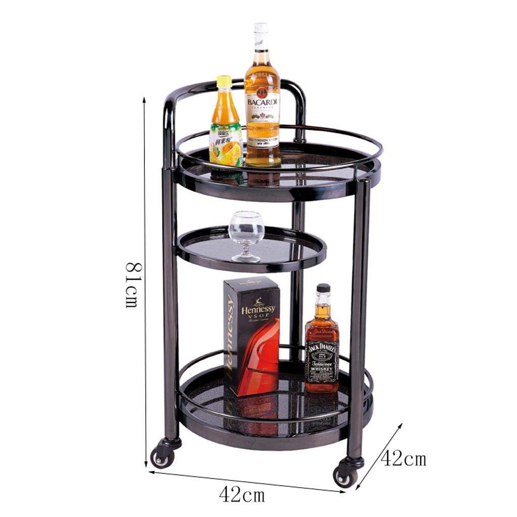 Carrello Multifunzionale per Servizi alberghieri, Carrello per Vino in Legno massello/Vetro a Tre Piani, Carrello da Pranzo con Ruote in Acciaio Inox, Tavolo da Portata per arredam