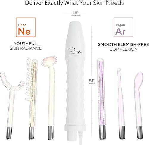 Miniatura 6 de NuDerma Varita de terapia de piel profesional de mano de alta frecuencia con 6 varitas de neón y argón. Tratamiento del acné. Estiramiento de la
