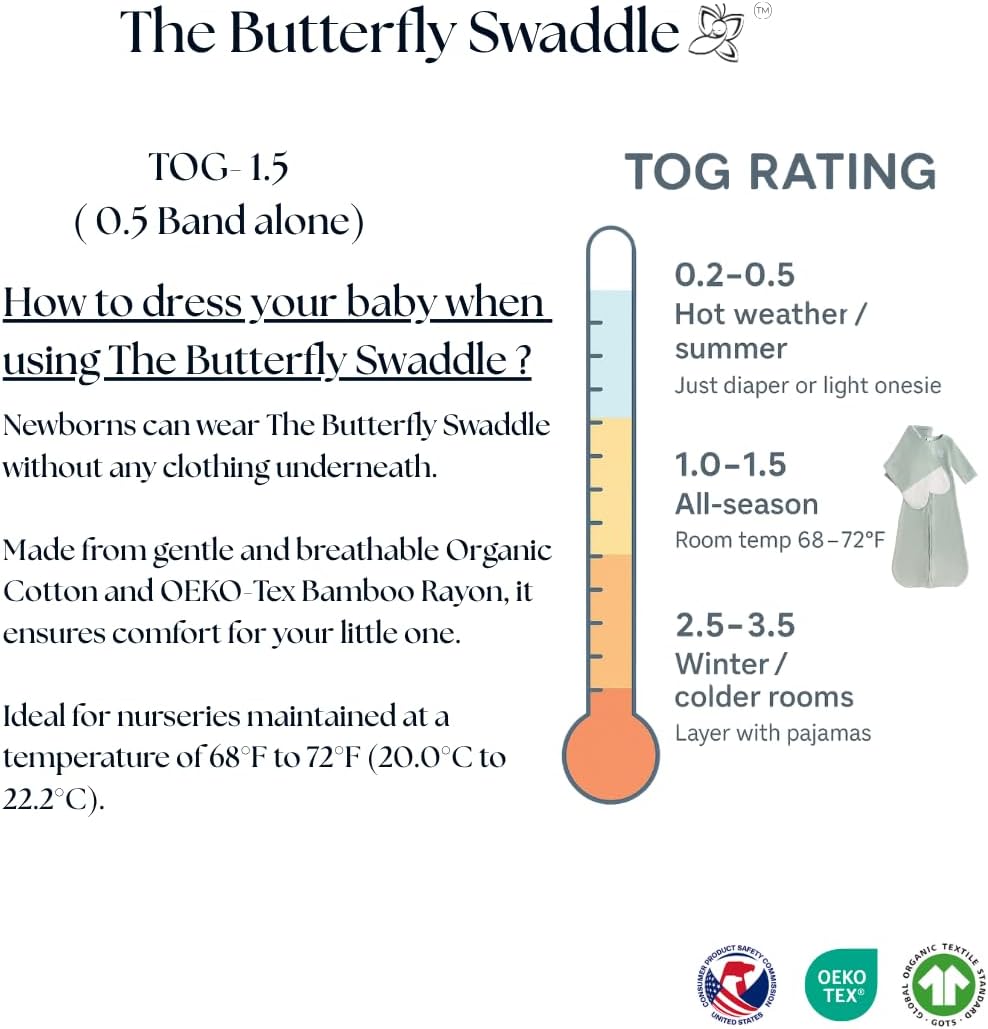 Safe Organic Newborn Baby Sleep Sack & Wrap Blanket | Natural Transitional Accessory for Calming Sleep Support, Periwinkle, Large (12-17 lbs)