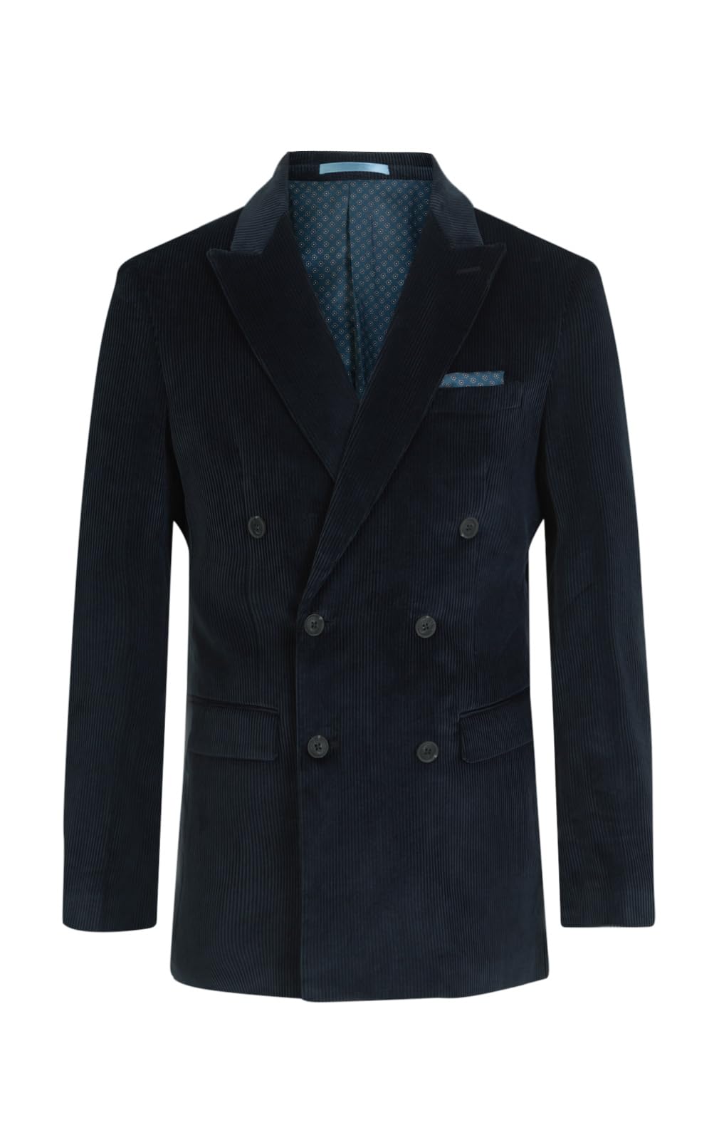 Dobell Mens Navy Corduroy Jacket Regular Fit 100% Cotton Double Breasted-46R