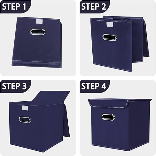 Miniatura 6 de Organizadores de armario de tela con tapas, cesta organizadora de almacenamiento plegable con asas, cajas de almacenamiento para almacenamiento de