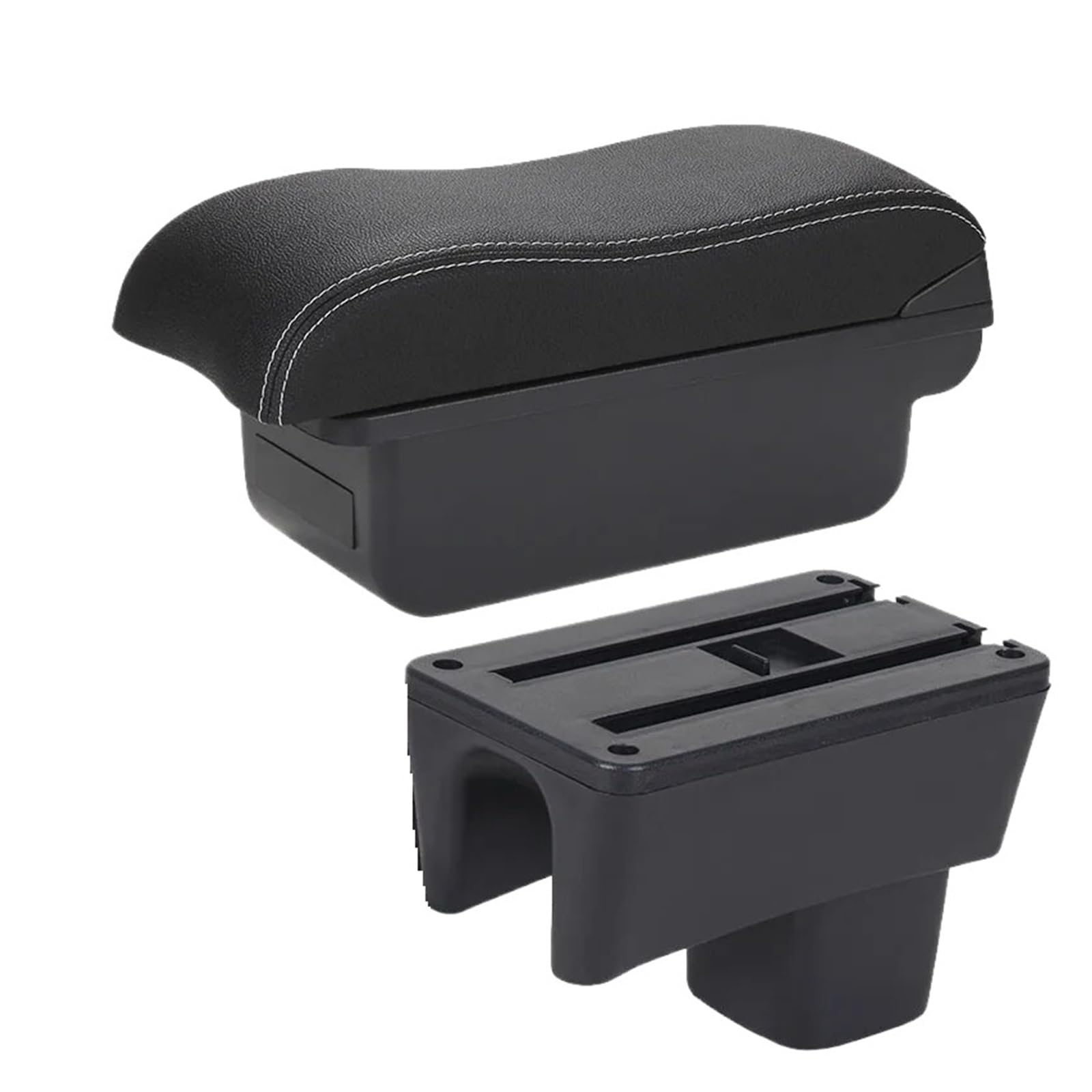 For Suzuki For Swift 2005-2025 Car Armrest Curved Surface Storage Box Dedicated Car Centre Console Armrest Box(C3 Black white NOUSB)