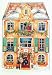 Produktbild Adventskalender "Im Weihnachtshaus": Ein Haus zum Aufklappen (42 x 59 cm), beidseitig bedruckt: außen die Hausfassade (m. Silberglimmer), innen die Zimmer m. Türchen