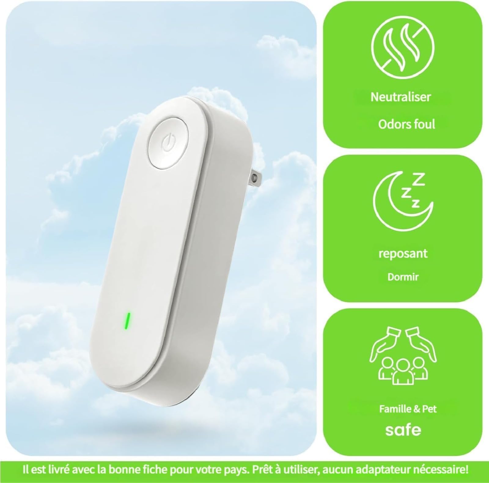 Purificateur D'air Mavvix, Purificateur D'air Ionique Mavvix Air, Négatifs élimine 99.97% Des Odeurs D’animaux,Convient Aux Chambres, Toilettes, Placards Et Salles Pour Animaux