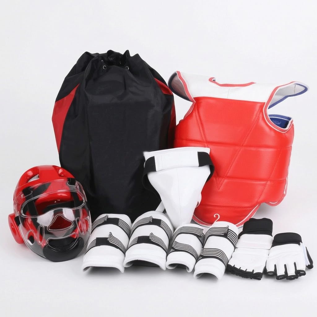 Protección para Sparring y Artes Marciales, Protección , para Rendimiento , Conjunto de Ocho Piezas de patrón Liso para Mujer , XS