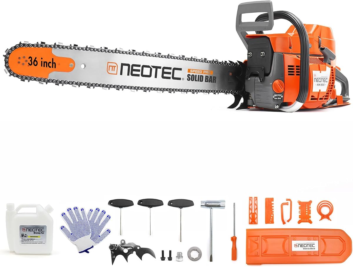 NEO-TEC NH895 94cc Gas Chainsaw 36 Inch 2-Stroke All Parts Compatible with Husqvarna 394 395 394XP 395XP Professional Motosierra De Gasolina for Forestry Tree Cutting Clearing