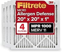 Filtrete 20x20x1 MERV 11 MPR 1000 Furnace Air Filters, 4-Pack - 3-Month Allergen Defense for Cleaner Home Air