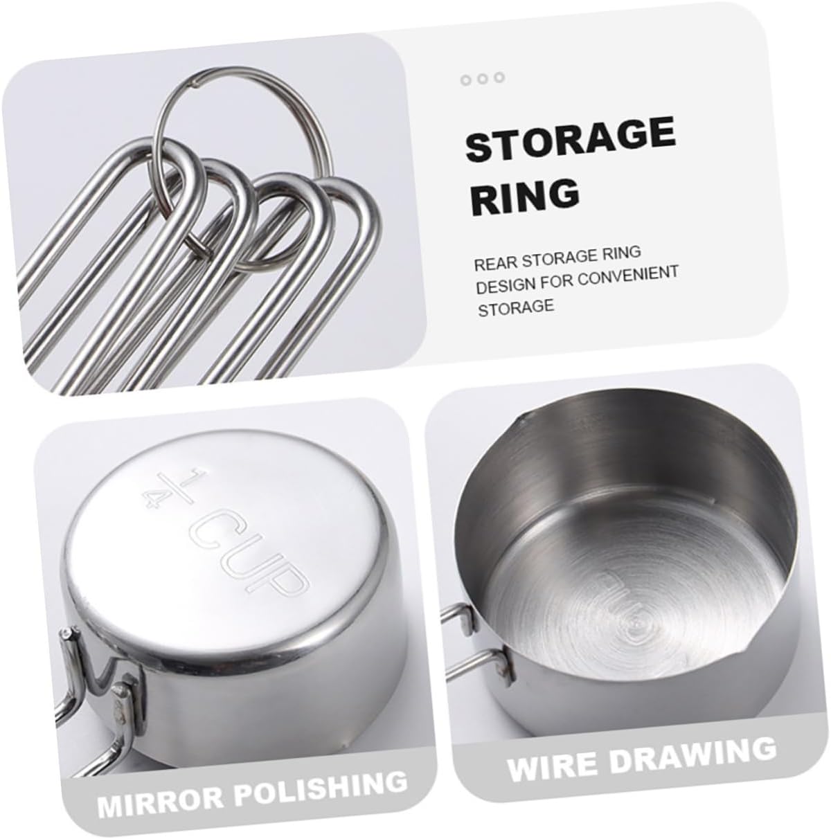 8pcs Stainless Steel Measuring Spoon and Cup Set Ergonomic Design for Easy Ingredient Measurement Nested for Space Saving Storage for Baking and Cooking