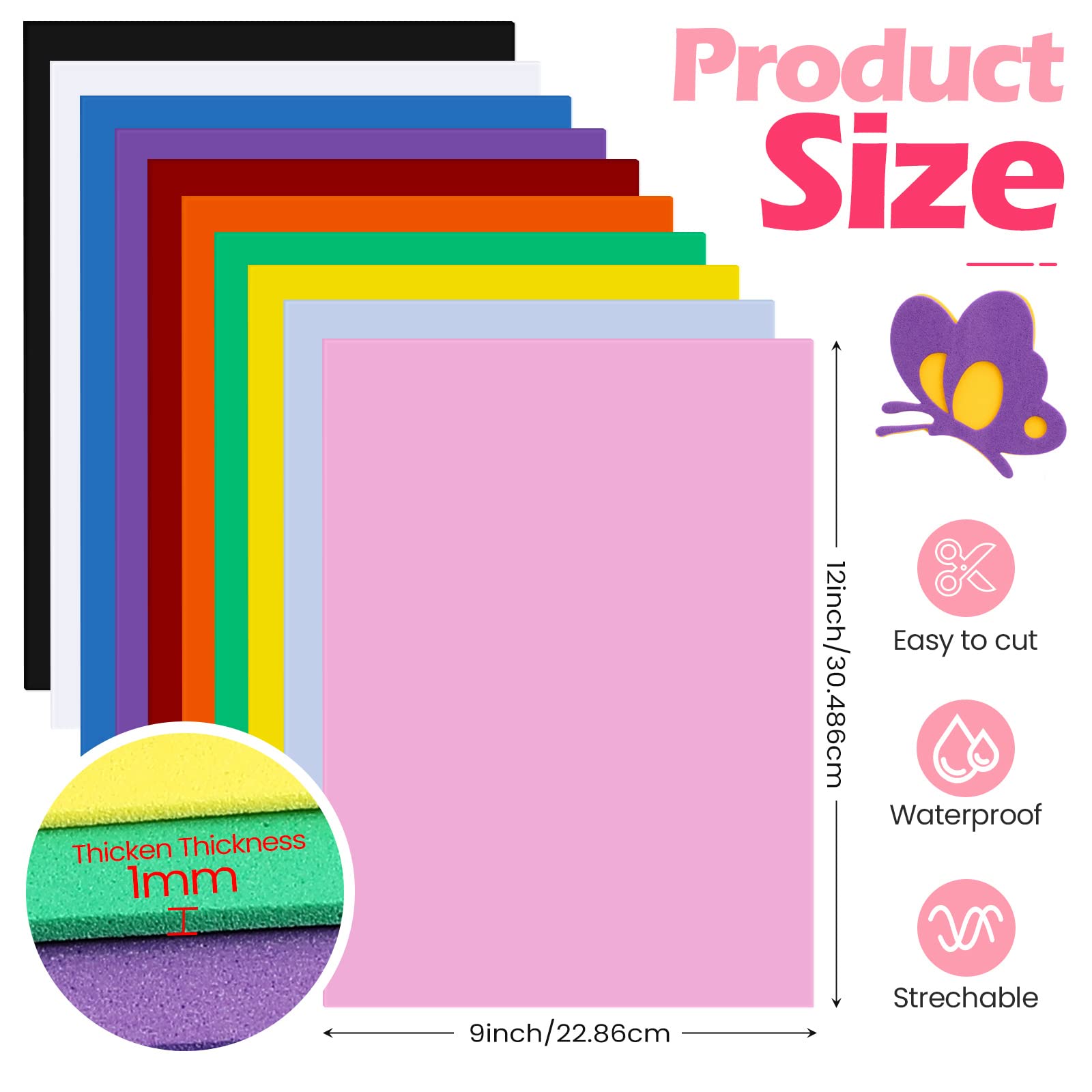 Eva Foam 2mm Gamvdout 1Mx2M Craft Foam Board EVA Sticker Paper Sponge ...