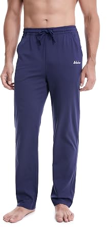 clothin Mens Cotton Yoga Sweatpants Lounge Pants Open Bottom Athletic Casual Pants with Pockets