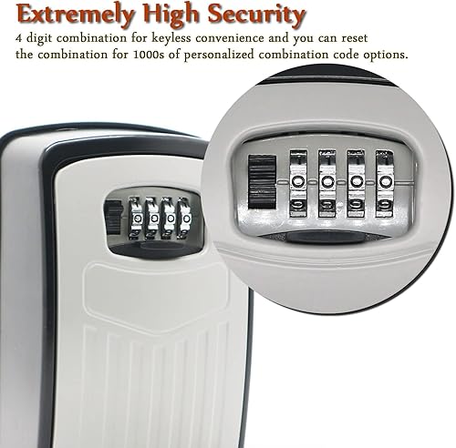 Miniatura 5 de Cerradura de seguridad extra grande para almacenamiento de llaves, pomo de puerta V-Resourcing montado, caja de bloqueo de combinación de 4 dígitos