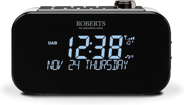 Roberts Radio Ortus 3 DAB/DAB+/FM Alarm Clock - Black - USB Smartphone Charging, ORTUS3BK