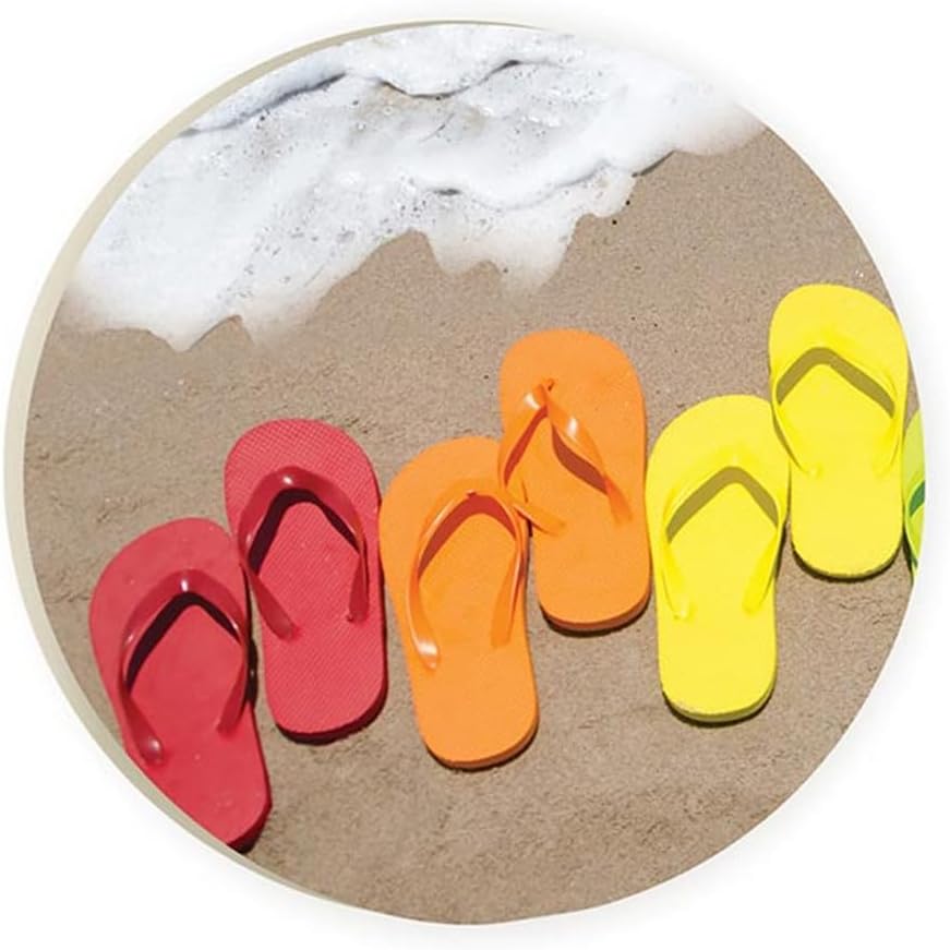 Coastal Collection Car Coaster - Flip Flops On Beach (Pack of 6)