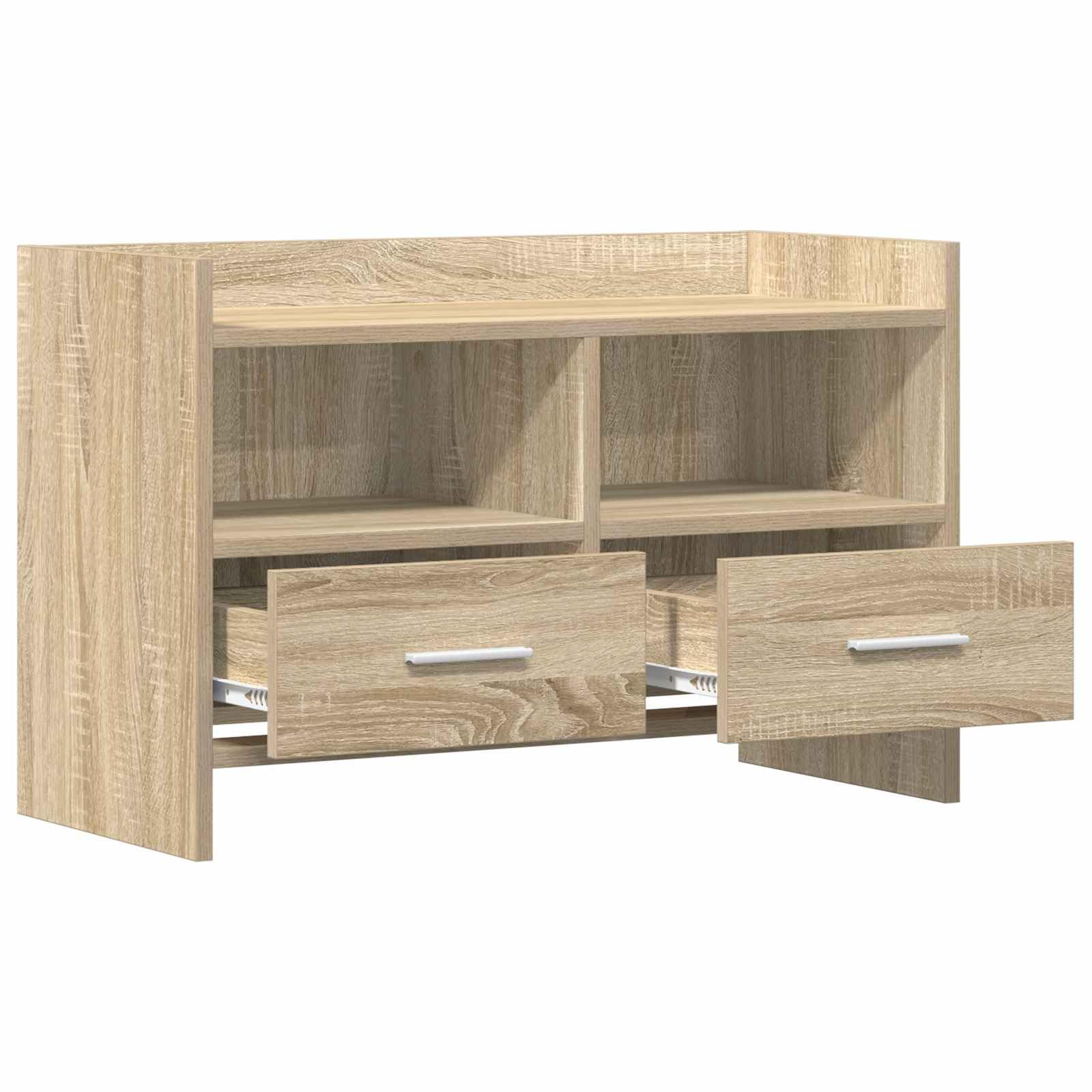 Mobile TV in rovere Sonoma, 71,5 x 33 x 47 cm, con 2 cassetti e 2 ripiani, tavolino basso per soggiorno, gaming, home theater, salvaspazio con spazio per supporti multimediali
