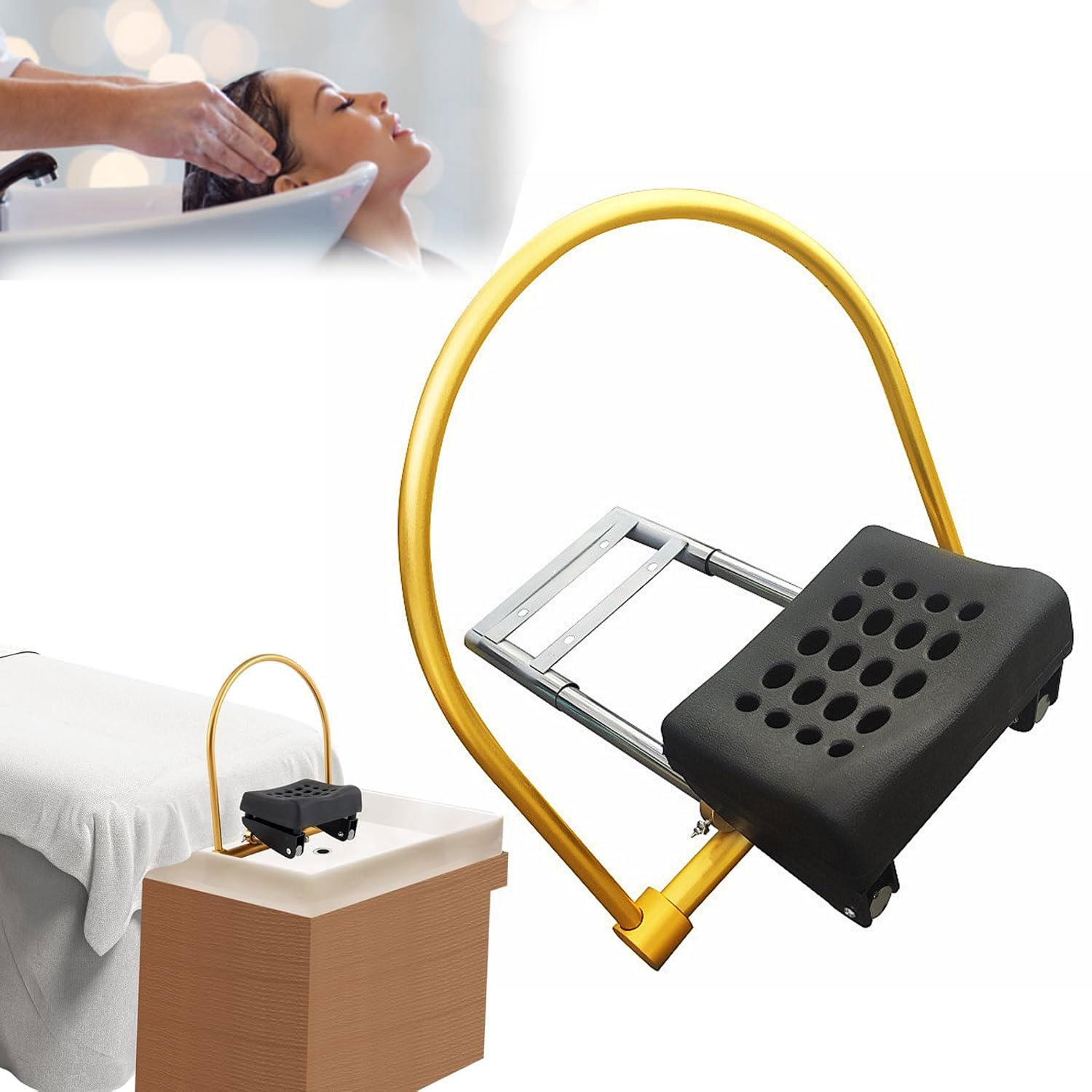 Support de circulation de l'eau pour spa, cadre de massage avec ensemble d'oreiller, accessoires de lit de shampooing pour salon de beauté, salon de coiffure, salon de massage, essentiels de
