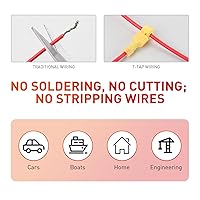 Vista 6 de Nilight 120 unids/60 pares de terminales de cable de desconexión de empalme rápido T-Tap Spade Conectores de alambre amarillo 12-10 AWG macho hembra