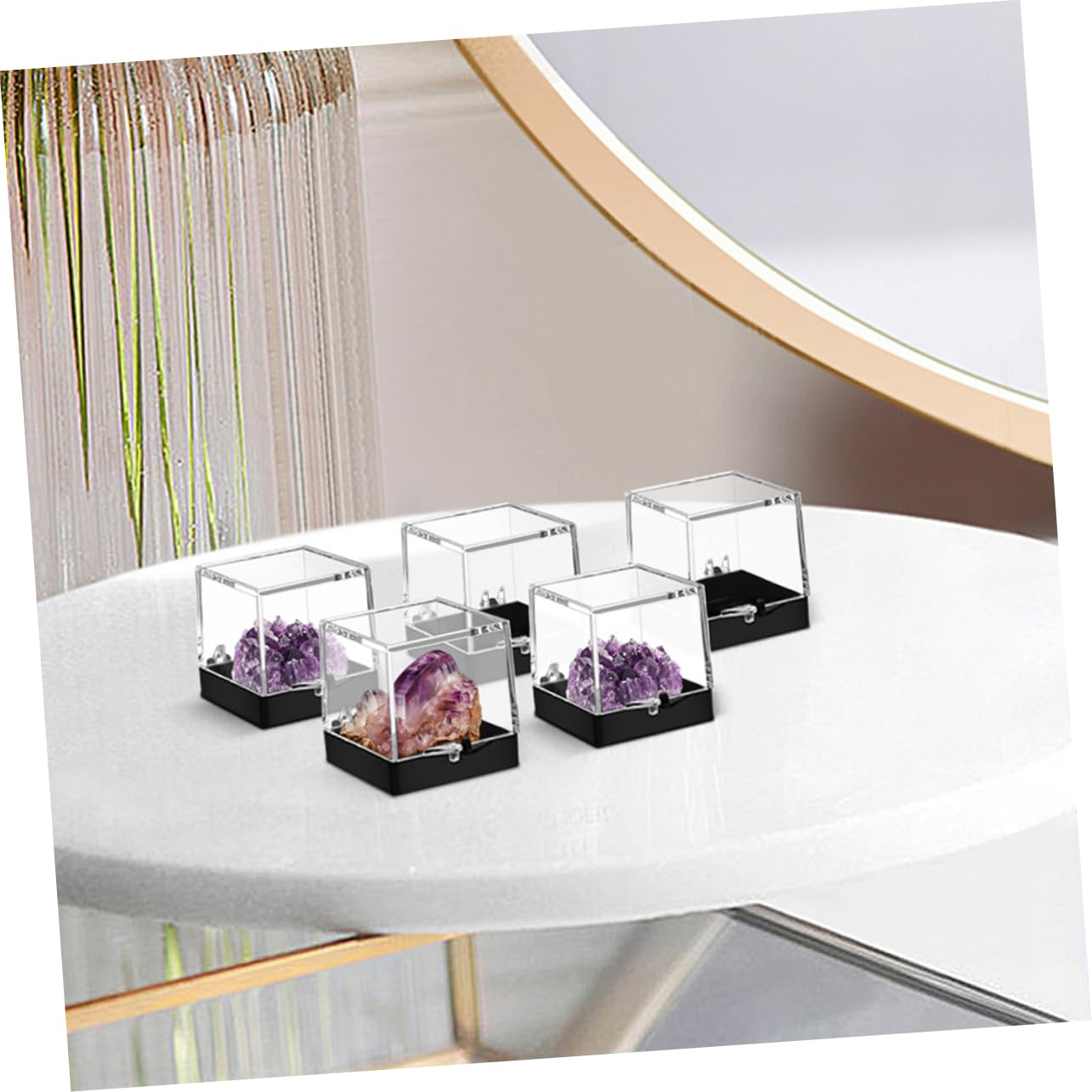 GLEAVI Ore Specimen Box Transparent Mini Display Case for Stones Jewelry Rocks Crystal Collection Miniature Display Boxes