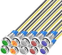 Vista 12 de 10 piezas de luz indicadora LED con cable impermeable de 6 mm AC/DC 12-24V (Azul)