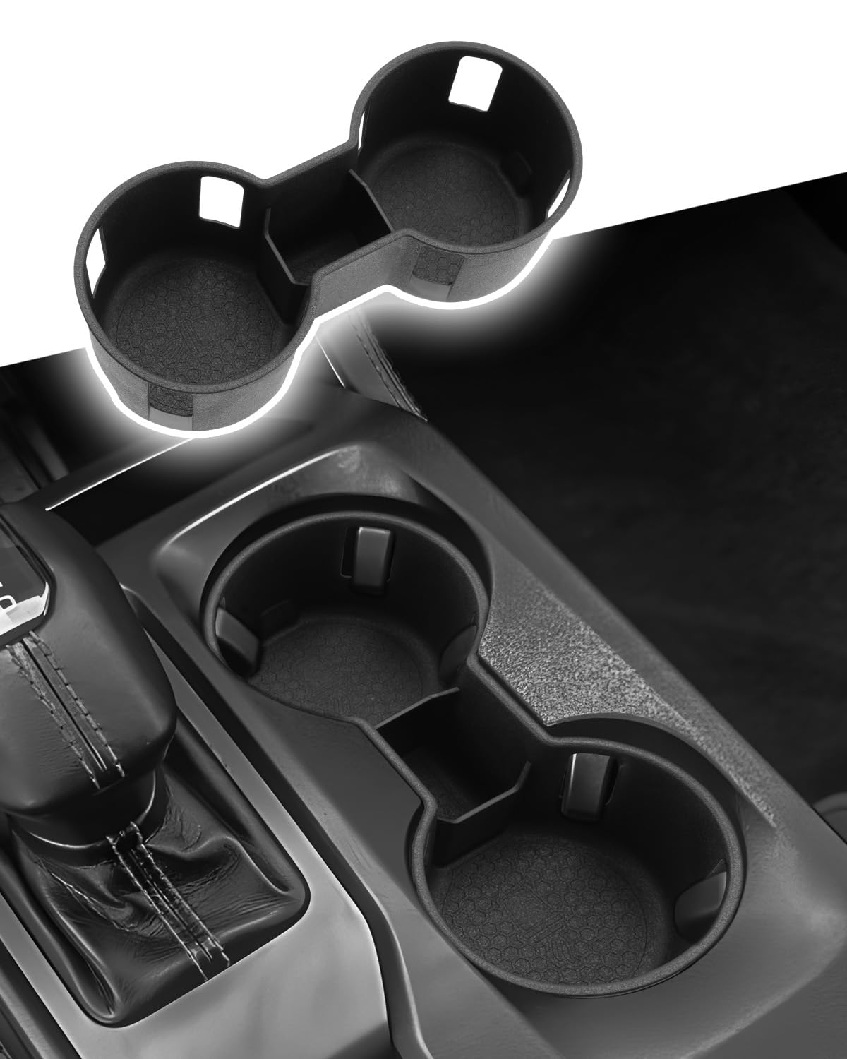 CDEFG for 2024 2025 2026 Ford Ranger Center Console Cup Holder Organizer Insert TPE Accessories- Fits Ranger Electronic Brakes Only