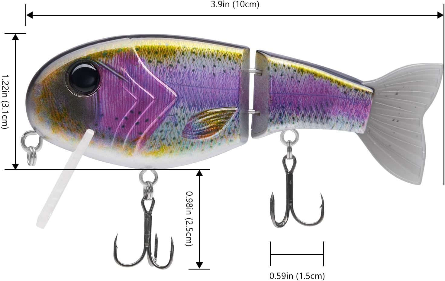 BASSROCK Topwater Fishing Lures for Bass Pike Salmon Floating Swimbait Jointed Crankbait Freshwater Saltwater 4.9in/1.76oz RK1001