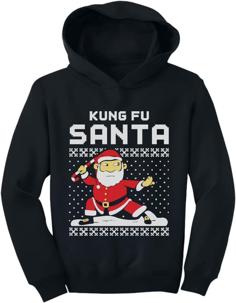 Tstars TeeStars - Kung Fu Santa Ugly Christmas Sweater Funny Toddler Hoodie