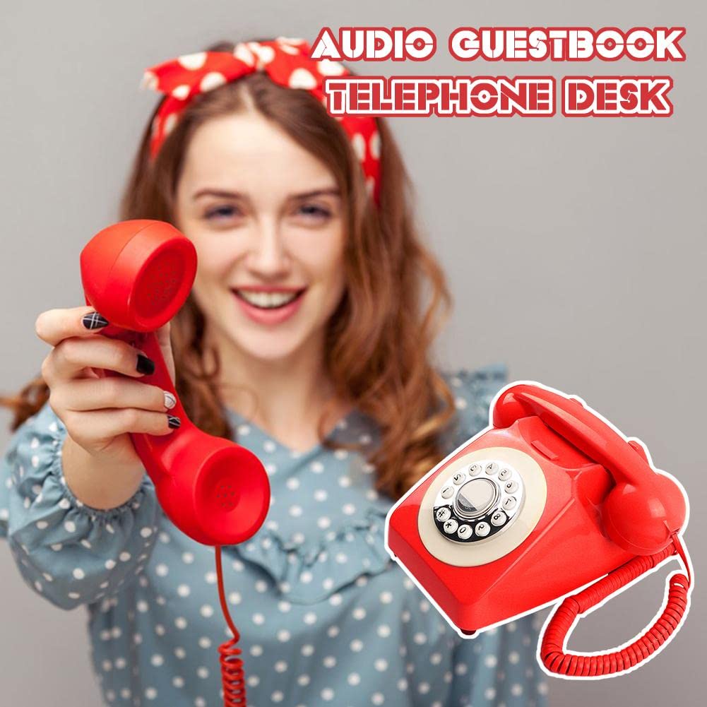 Księga gości audio Telefon weselny, Nagraj spersonalizowaną wiadomość audio z księgą gości, Telefon Księga gości audio Telefon weselny, Przyjęcie urodzinowe Wiadomość głosowa/1907(Yellow)