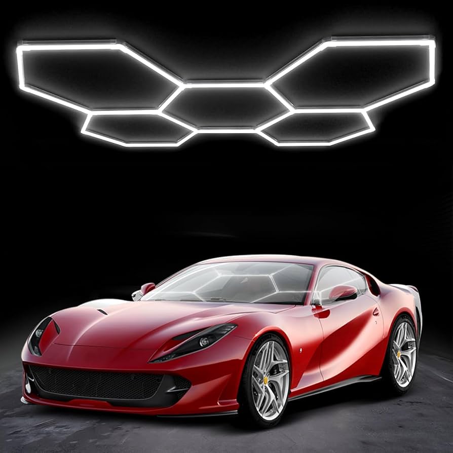 LEDガレージライト 六角 ハニカムライト 192W 24960lm 6500K Amazon.co.jp: LEDガレージライト 六角形ガレージランプ ハニカム