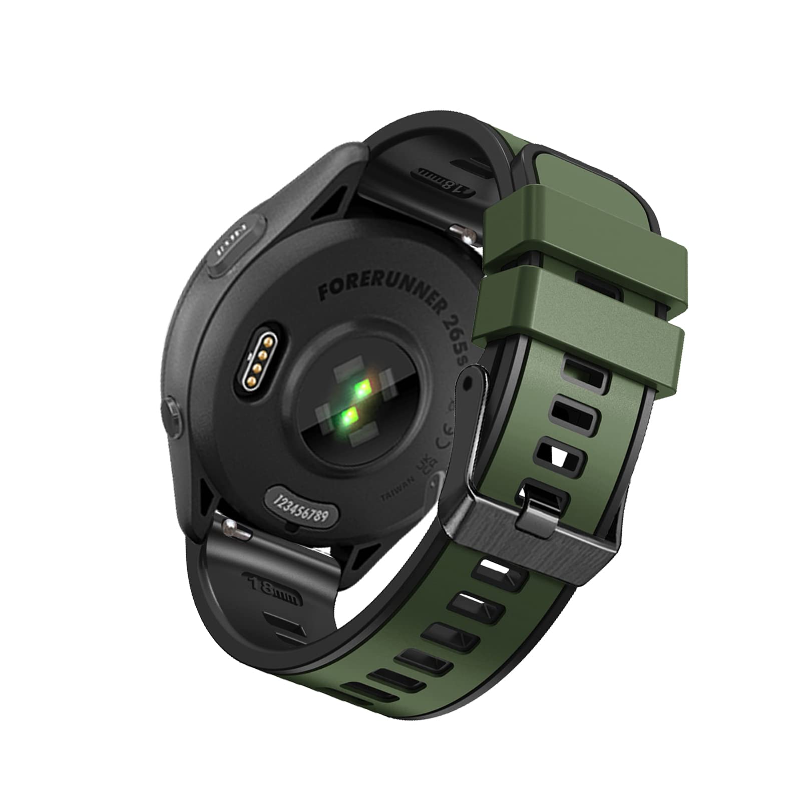 SumRioo 18mm Armband für Garmin Venu 4s 41mm/Venu 3s 2s/Forerunner 265s/255s/255s Music, Silikon Ersatzarmband für Garmin Vivoactive 4s 40mm/Vivomove 3s 39mm/Captain Marvel 40mm, Grün/Schwarz