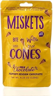 Mini Waffle Cones with Dairy, Milk Chocolate Filling, Crunchy Bite-Sized Snack, Treat for Kids & Adults, 4.23 Oz, Pack of 4