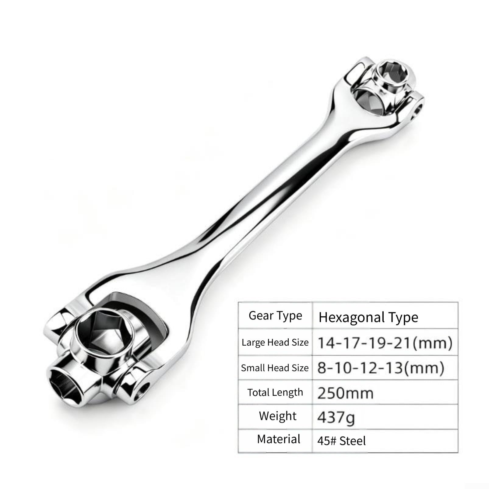 Llave de Multiusos 8-21mm para acero 45# Cabeza Giratoria Llave(8-21mm)
