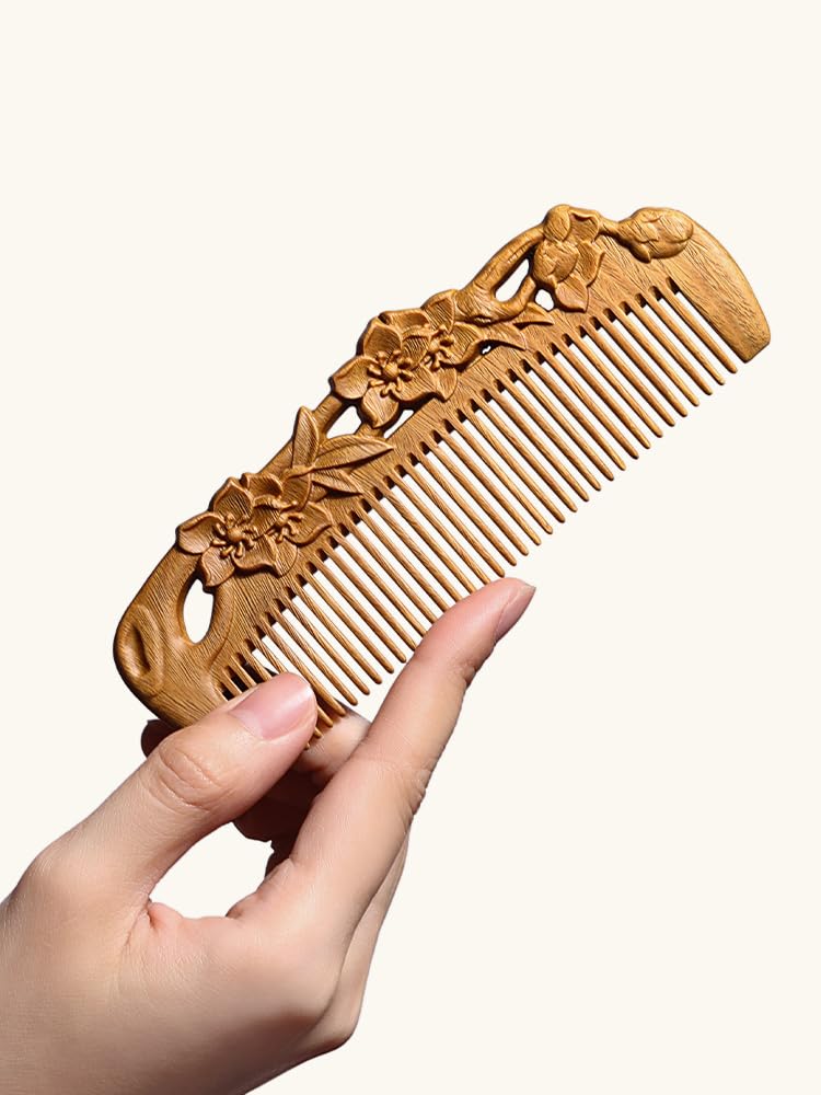 Peine de Madera para Alisar el Cabello para Hombre, antiestático, de Viaje (Talla única)