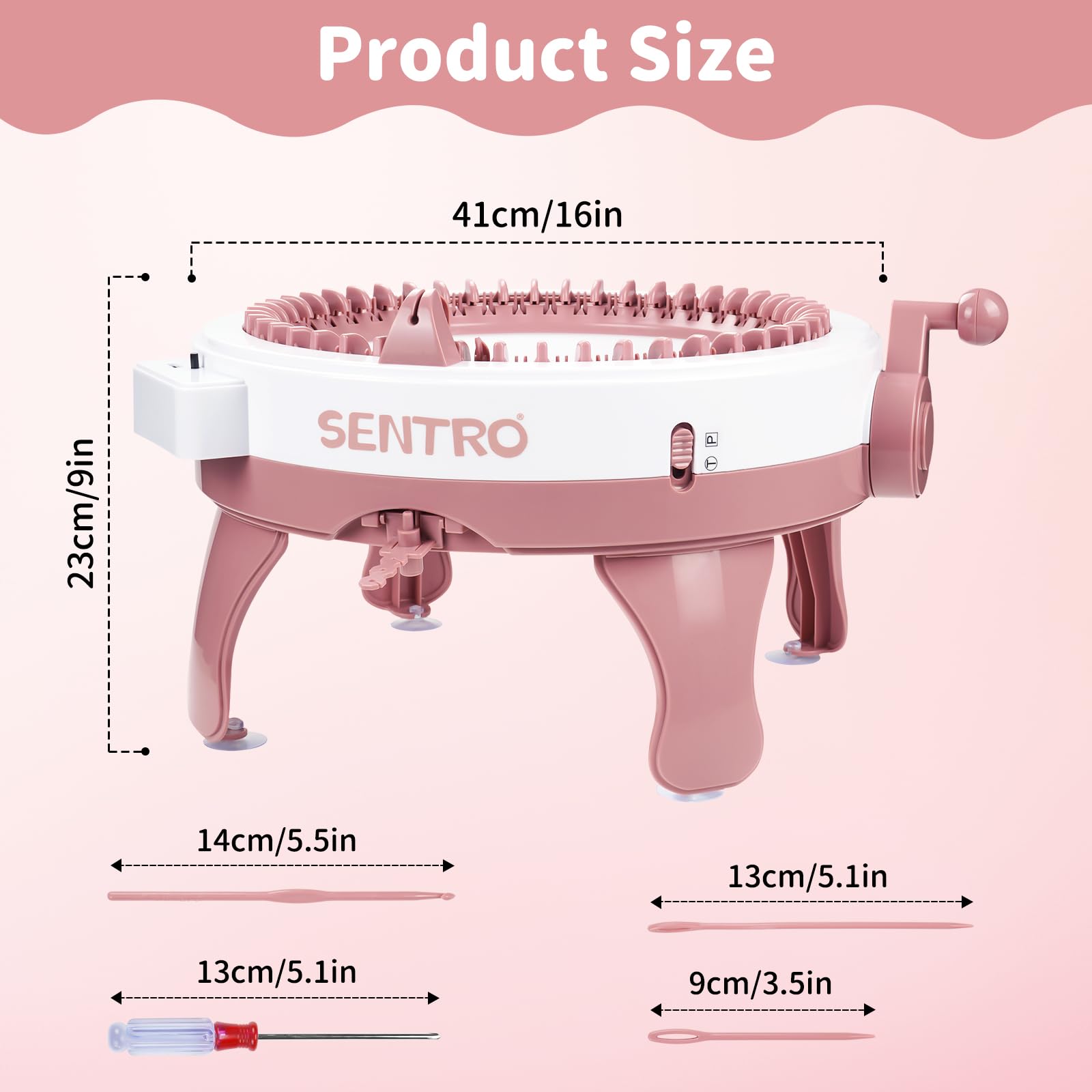 beibijio Strickmaschine 48 Nadeln, Knit Loom Machine Smart mit Reihenzähler Stricken, Rotierender Doppelstrick-Webrahmen, Manual Rotating Kit für Erwachsene/Kinder DIY-Strickmützen Schals Handschuhe