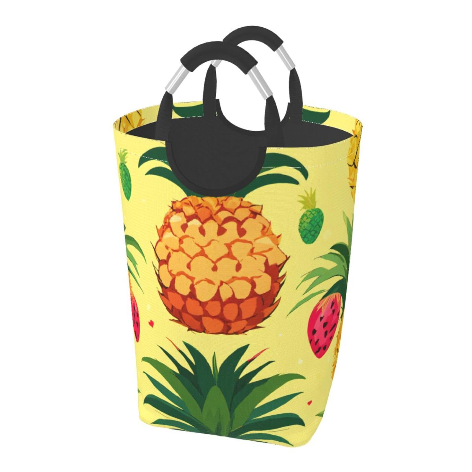 Sac à linge pliable grand format poignées aluminium panier à linge tissu motif ananas