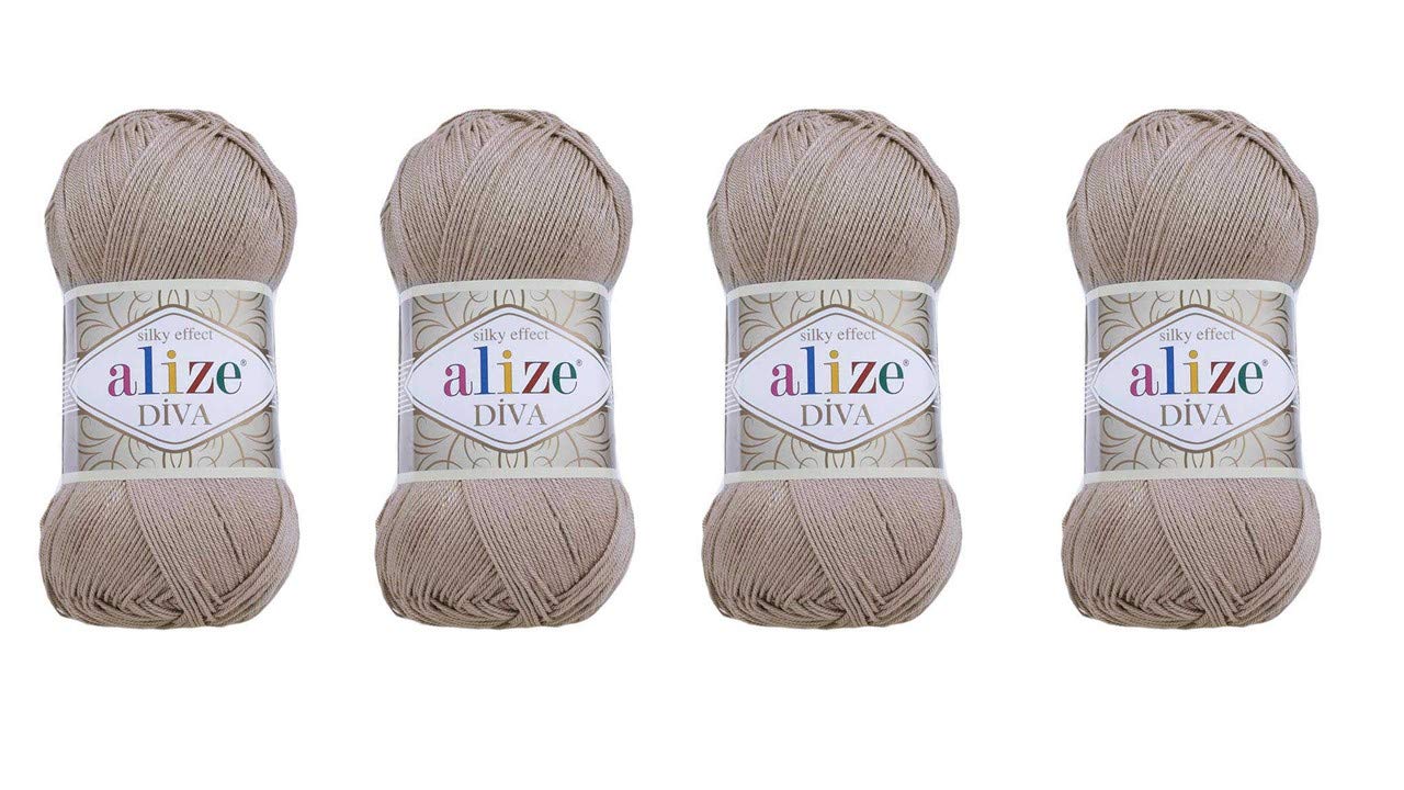 Alize 4 Balls Hand Knitting Yarn 100% Microfiber Acrylic Yarn Diva Silk Effect Thread Crochet Art Lace Craft Lot of 4 skeins 400gr 1532yds (167)